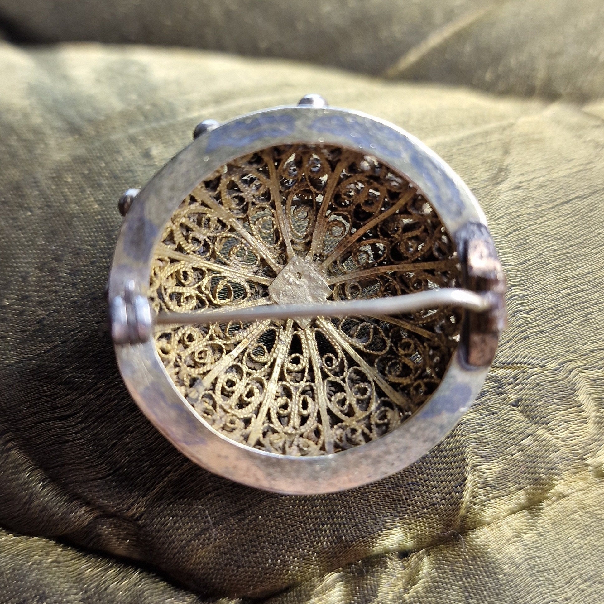 Antique Art Deco 14k White Gold Filigree Aquamarine Ring