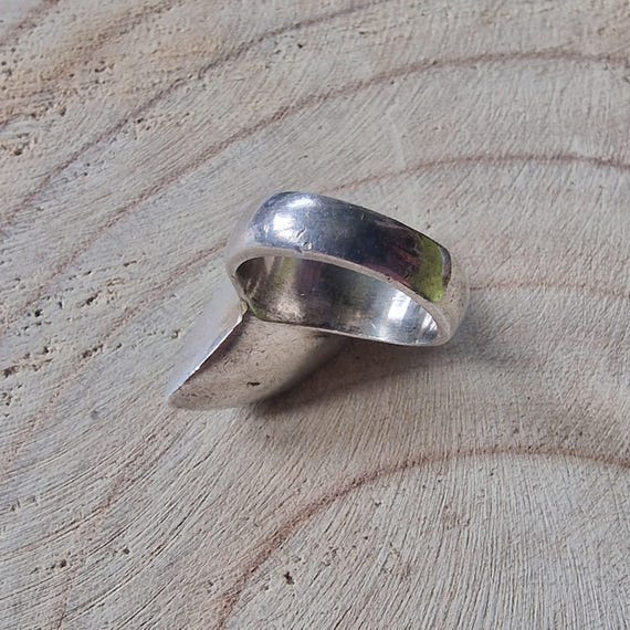 Vintage Mexico 925 silver malachite solid ring, s… - image 4