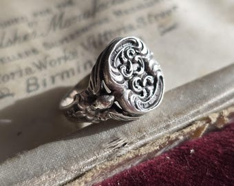 Bague Ancienne Art Déco En Argent 800/1000° Avec Onyx - Taille 56 - Occasion