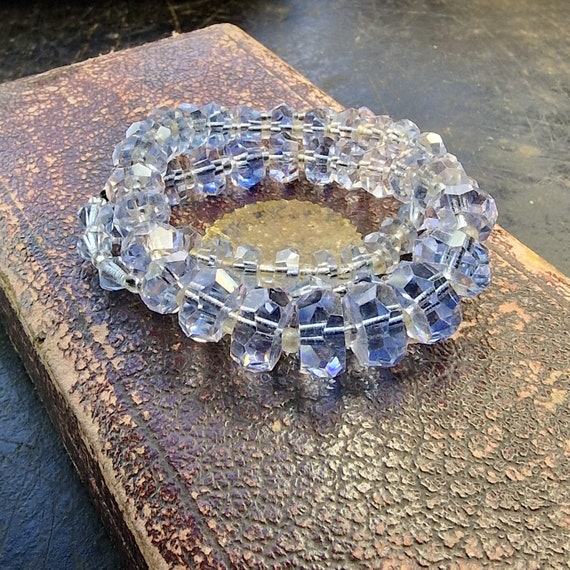 Art Deco glass necklace, blue cut glass necklace,… - image 2