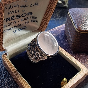 Designer 925 Silber Ring mit geschliffenen Rosenquarz, Sterling Silver, Keltischer Knoten, Handgefertigt
