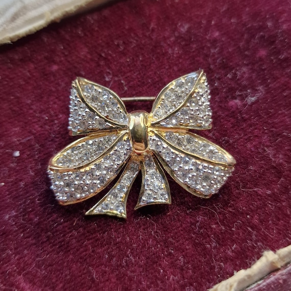 Old Italian brooch made of 925 silver gold-plated with zirconia, Italy, loop, true vintage, 925 silver