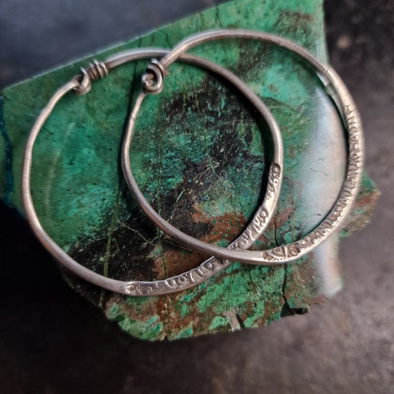Very old Berber jewelry hoop earrings made of silver handwork North Africa Morocco
