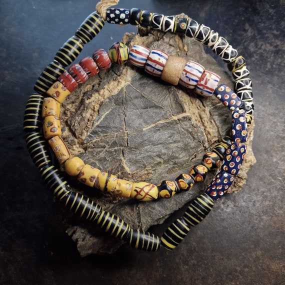 Old XXL African trading beads, trading beads chain colorful, newly threaded Rare, colorful mixed, ethno, boho, Africa, Morocco