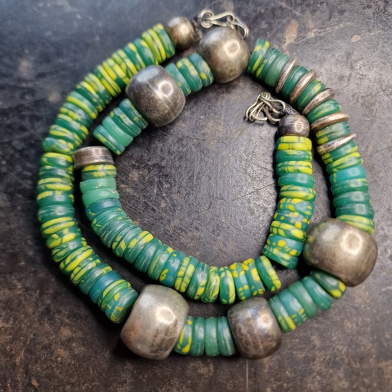 Old African trading beads necklace around 1900 Boho glass Kakamba beads Congo Africa necklace necklace