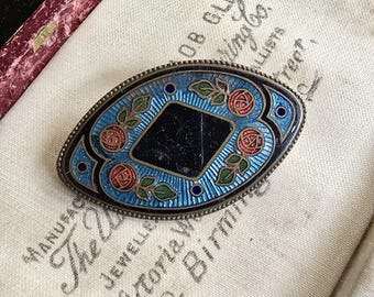 Broche émaillée Art Nouveau En Laiton - Multicolore - Pièce Vintage Unique