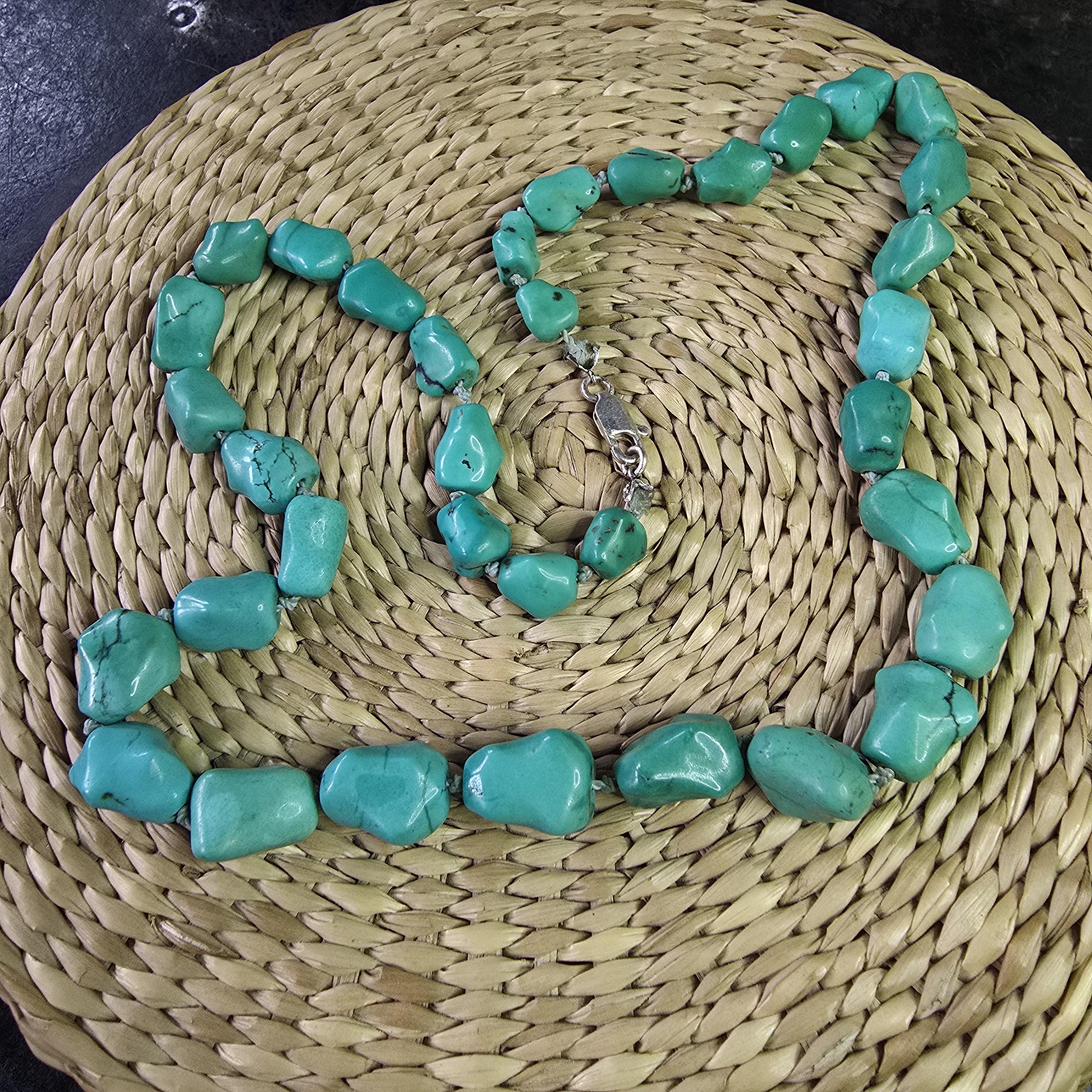 Old Chinese Turquoise Export Necklace, 925 Silver, Real Silver