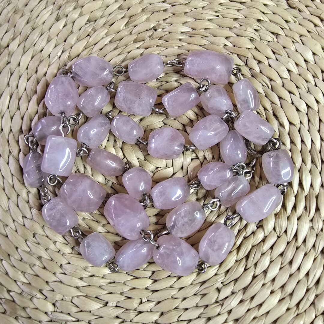 Larp Roses Vintage 70s Design Necklace With Rose Quartz, Silver Plated, Midcentury ...