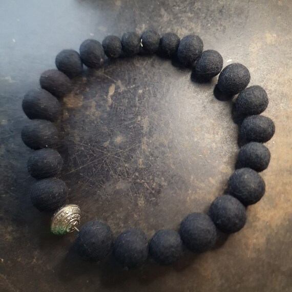 Black felt necklace, wool balls, eco jewellery, felt balls, textile jewellery, wool jewellery, layered look, ethno, natural jewellery