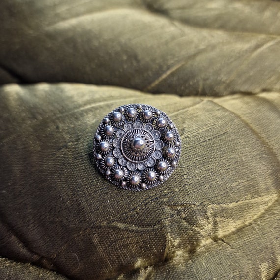 Antique Sterling Silver 1910-1940s Dutch Zeeland Knop Knoop Button Brooch Pin true vintage