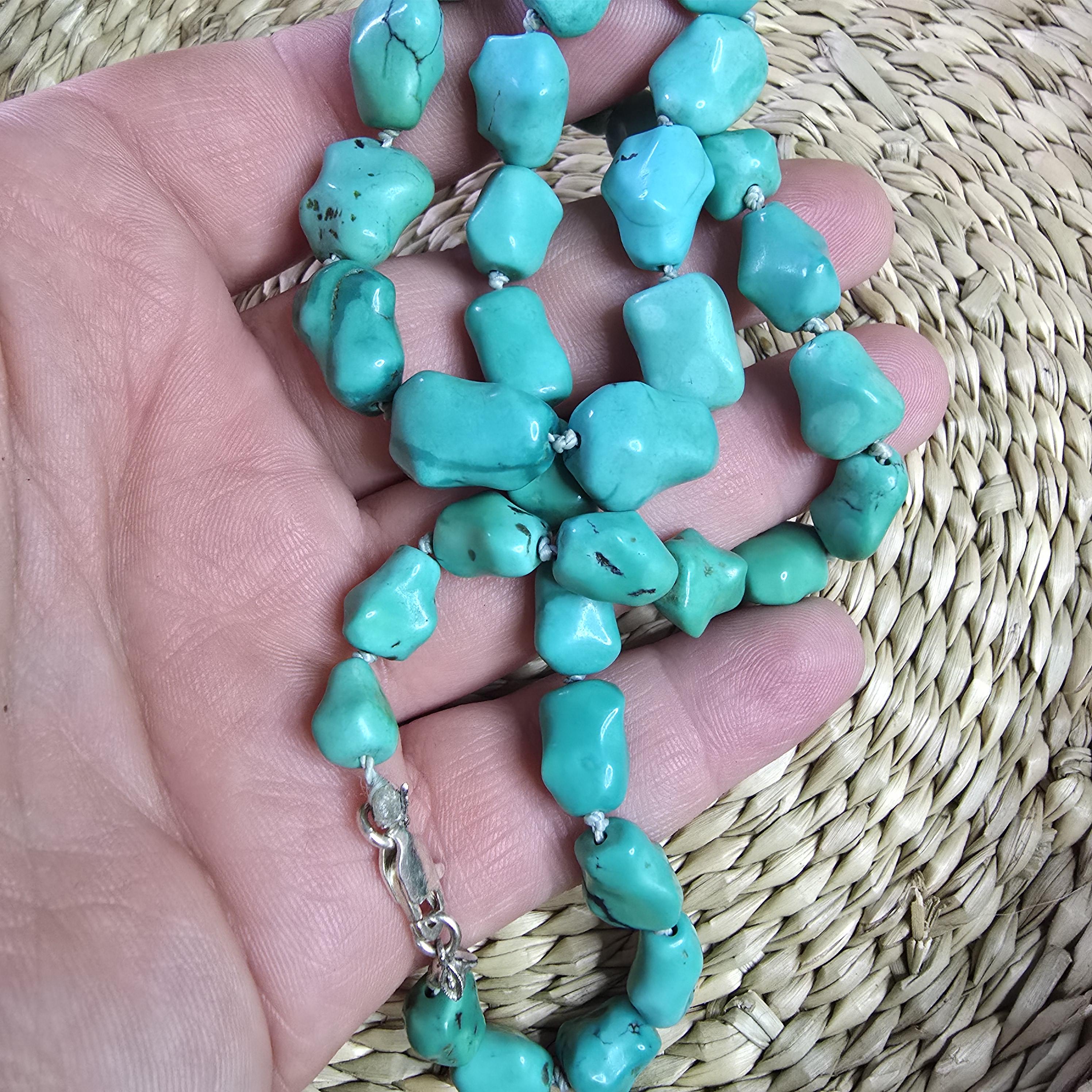 Old Chinese Turquoise Export Necklace, 925 Silver, Real Silver