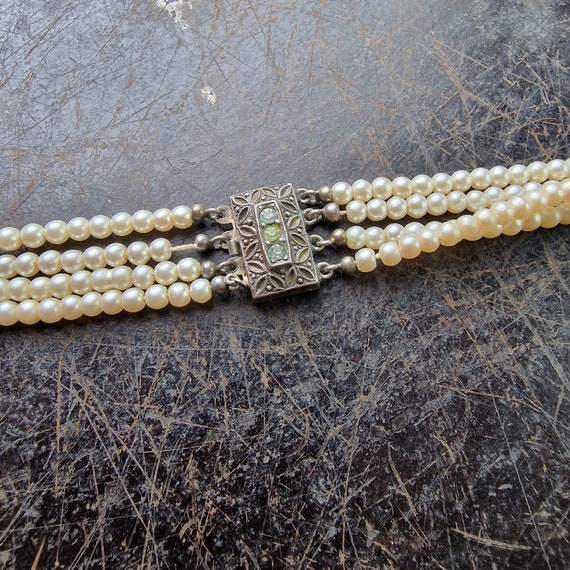 Art Deco 1930s Glass Necklace, Faux Pearls, Art Nouveau, True