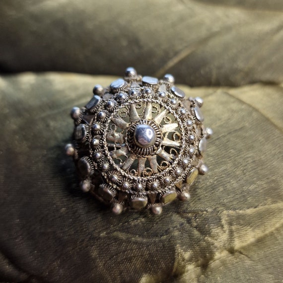 Antique Sterling Silver 1910-1940s Dutch Zeeland Knop Knoop Button Brooch Gold Plated Pin true vintage