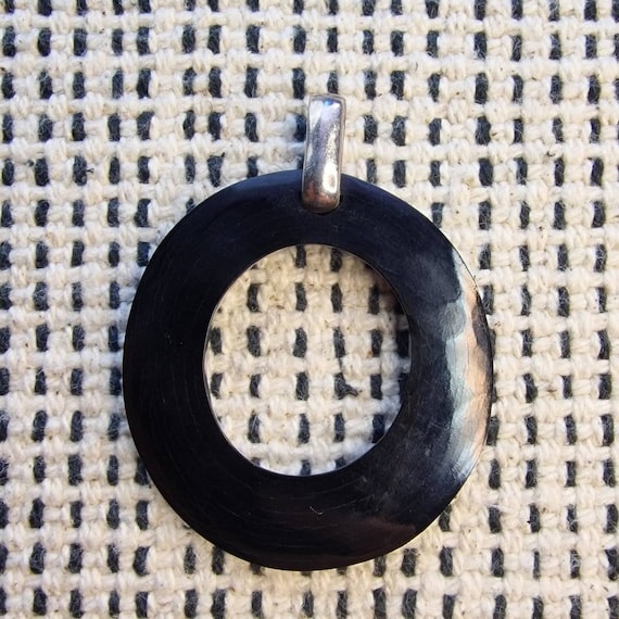 Natural horn pendant with a 925 silver eyelet, black horn jewelry, nature, tribal, handmade, buffalo horn