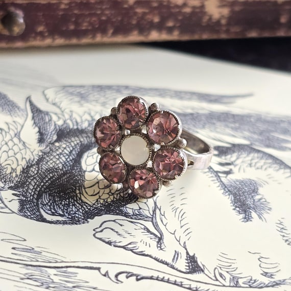 Alter Jugendstil 835 Silber Ring mit paste steine… - image 2