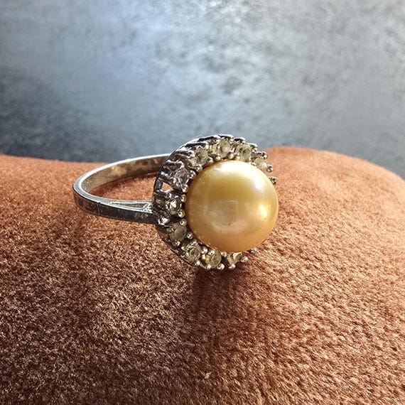 Vintage 925 silver ring, zirconia, true vintage, ethnic, boho, tribal, engagement, wedding, Hollywood