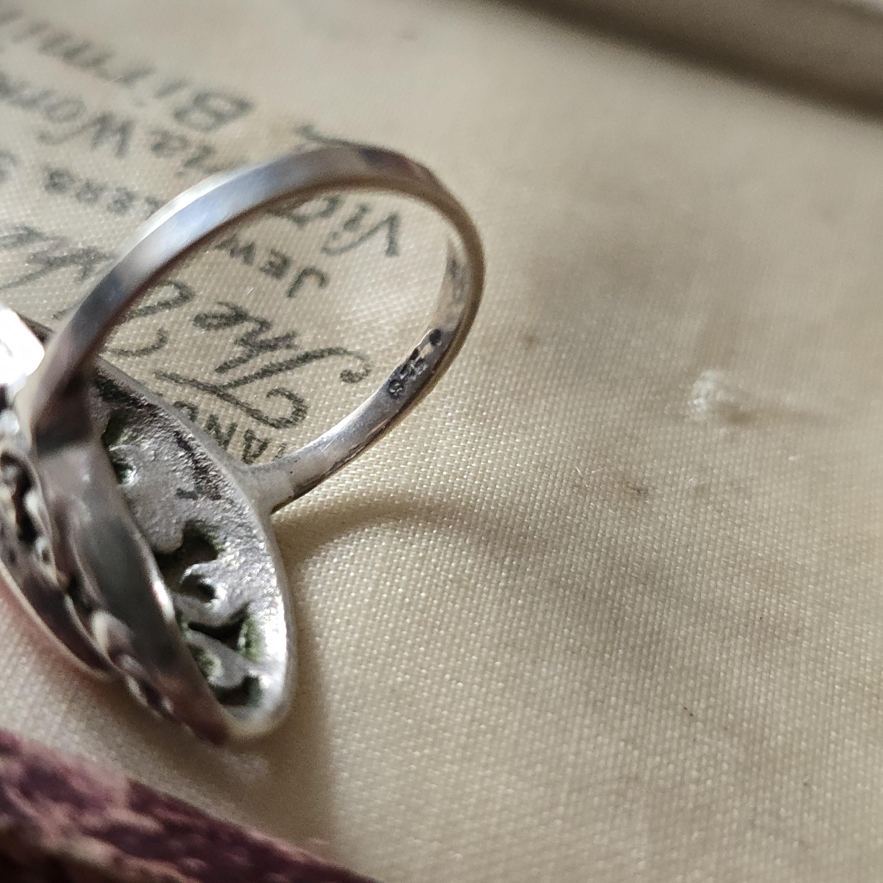 Art Nouveau 835 Silver Ring, Art Deco, True Vintage, Coral, Around