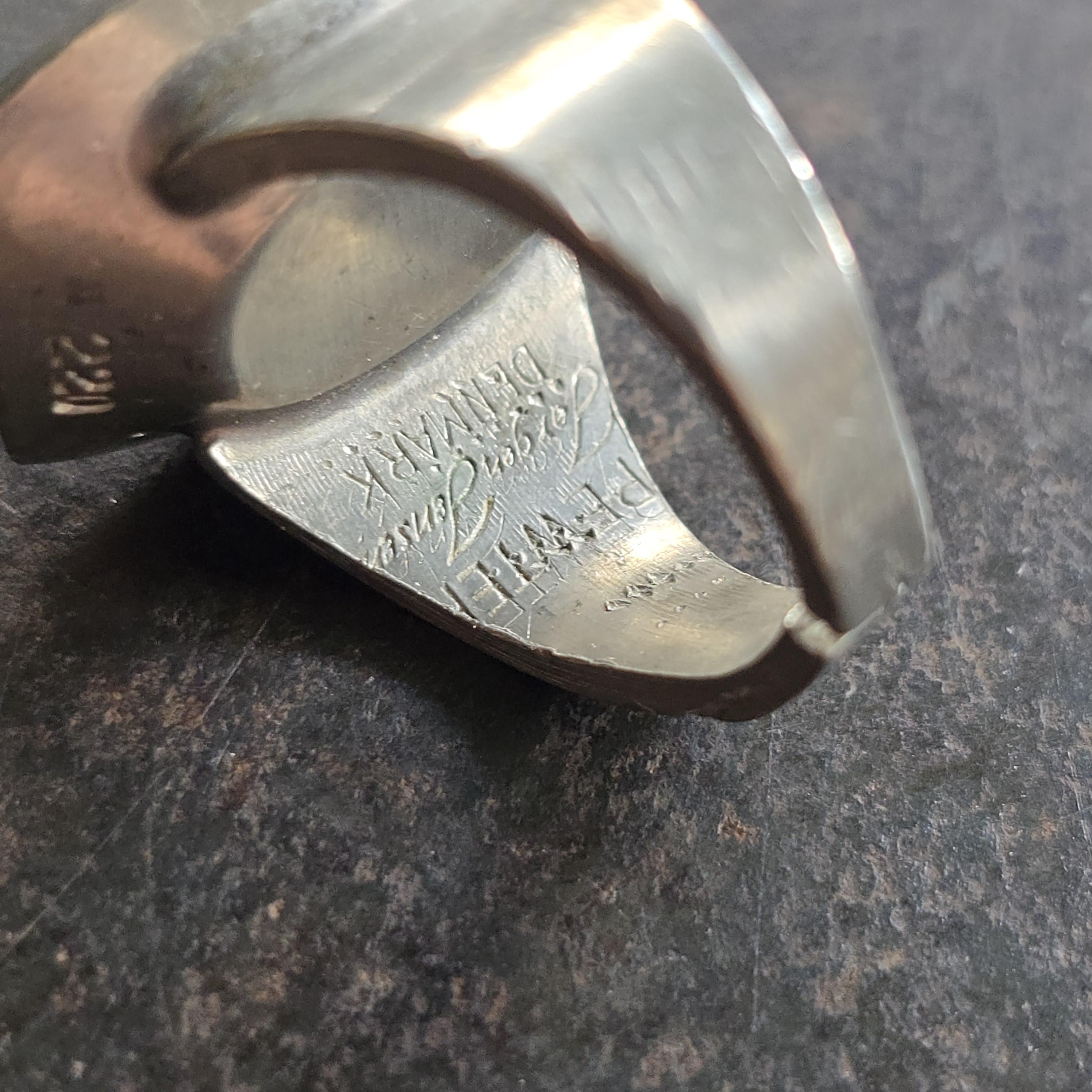 Vintage Midcentury Jorgen Jensen Pewter Ring, Viking Shield
