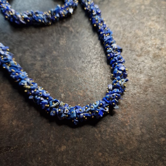 Natural lapis lazuli necklace, chain, sliver chain, Natural lapis lazuli, deep blue