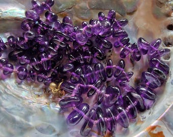 Collier Sautoir Vintage En Perles De Rocaille Mauves - Bijou Rétro Occasion