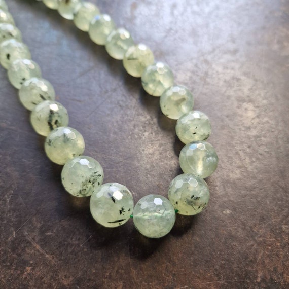 Gemstone jewelry Prehnite chain, necklace, faceted, 925 silver clasp, natural stone, green, healing stone, 175 ct
