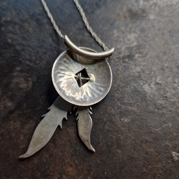 NAVAJO Feather×Turquoise　ネックレス Navajo Sterling Silver And Turquoise Feather Necklace Signed