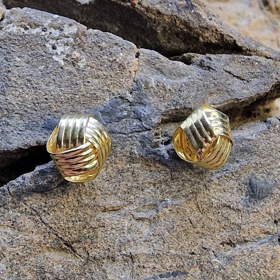 Filigree 375 real gold earrings, ear studs, 9 ct gold, elegant, knots, modern