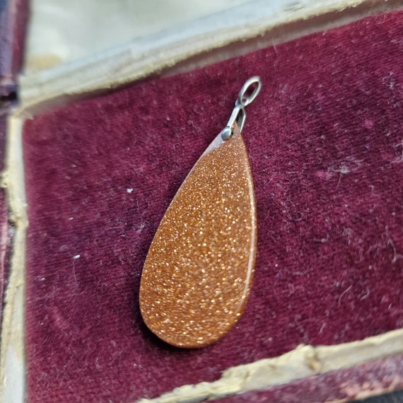 Rare Art Deco gold flow pendant with 800 silver, Art Nouveau, Goldstone,