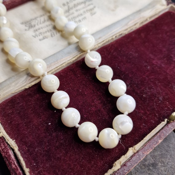 Antique Mother of Pearl Chain Necklace, Vintage Art Deco 1930's Mother of Pearl Round Pearl Strand Necklace,
