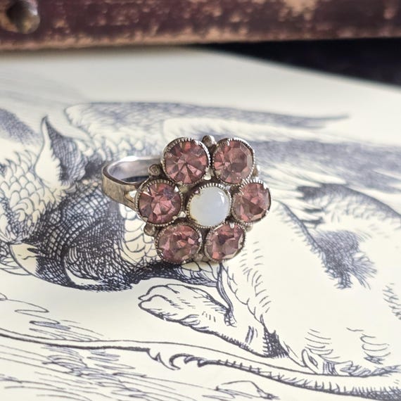 Alter Jugendstil 835 Silber Ring mit paste steine… - image 1