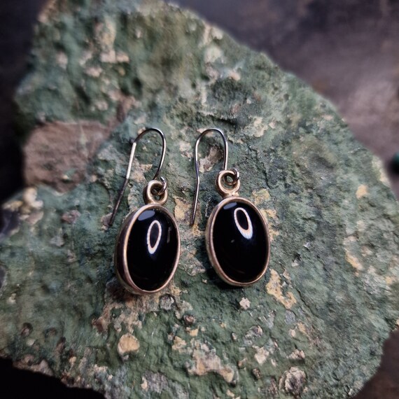 Vintage CII Mexico Onyx 925 Sterling Silver Earrings