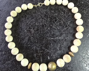 Ancien Collier Perles Corail Boules – Bijou Vintage Occasion