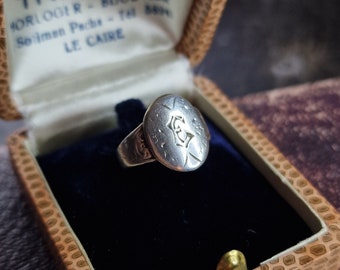 Art Nouveau men's and women's monogram ring, E, 800 silver ring signet ring men, women jewelry silver ring true vintage, Art Nouveau