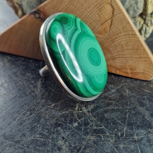 XXL malachite ring 925 silver, men&#39;s ring, sterling silver, handmade, xxl malachite, big, cabochon, mens ring