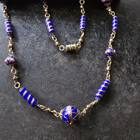 Collier Ancien Vénitien En Verre De Murano Années 70 - Motif Colombes - Bel état
