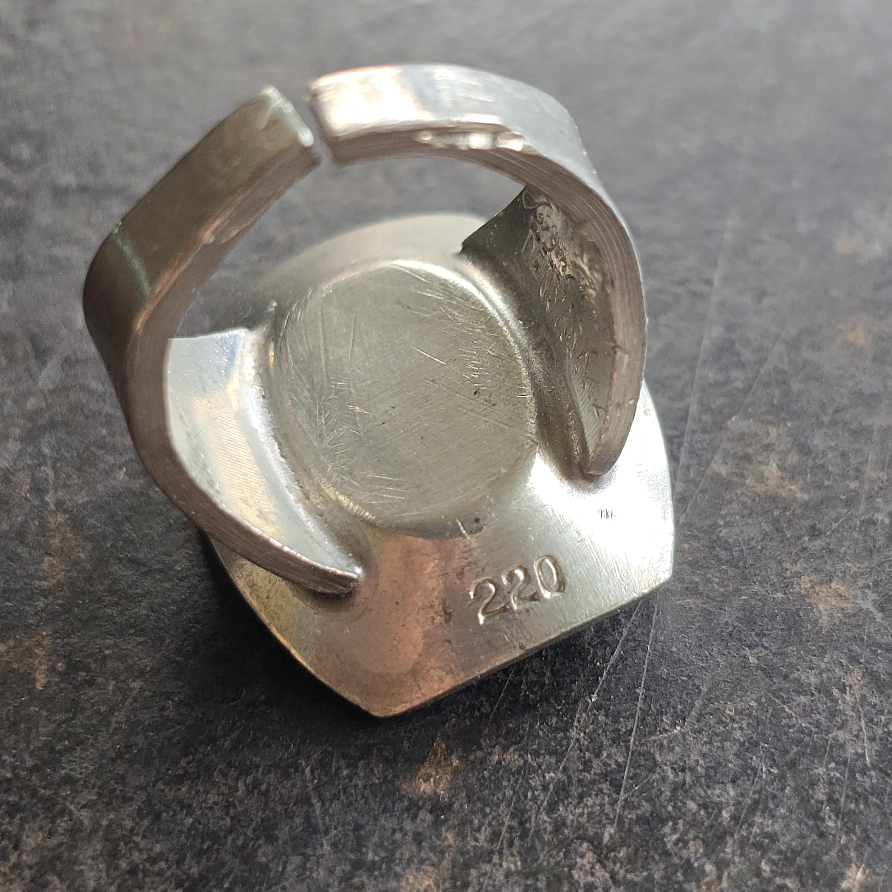 Vintage Midcentury Jorgen Jensen Pewter Ring, Viking Shield