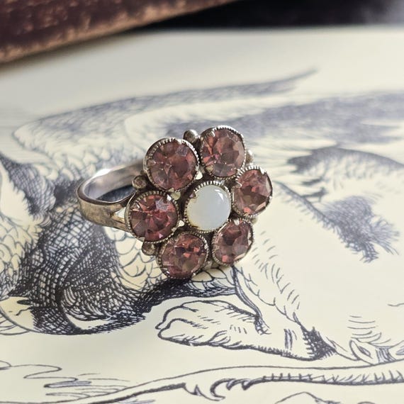 Alter Jugendstil 835 Silber Ring mit paste steine… - image 3