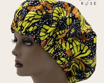 African print satin bonnet