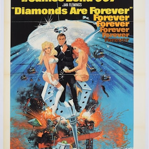 Afiche cinematográfico original del clásico de James Bond Los diamantes son eternos