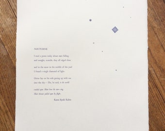 Letterpress poetry broadside—“Nocturne”