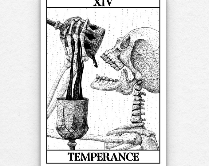 Temperance tarot art print featuring angel and cups