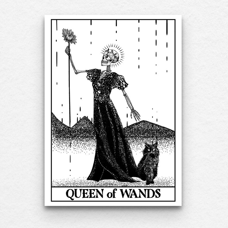 Queen of Wands Tarot Art Print Etsy