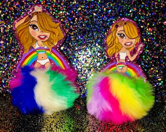 Mariah Carey Rainbow Pom Pom ornament