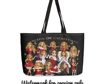 Mariah Carey Christmas Eras (with Queen of Xmas text) Inspired 16in x 24in Weekender Bag