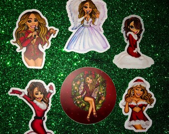 Stickers de Noël Mariah Carey découpés à l'emporte-pièce 3 pouces