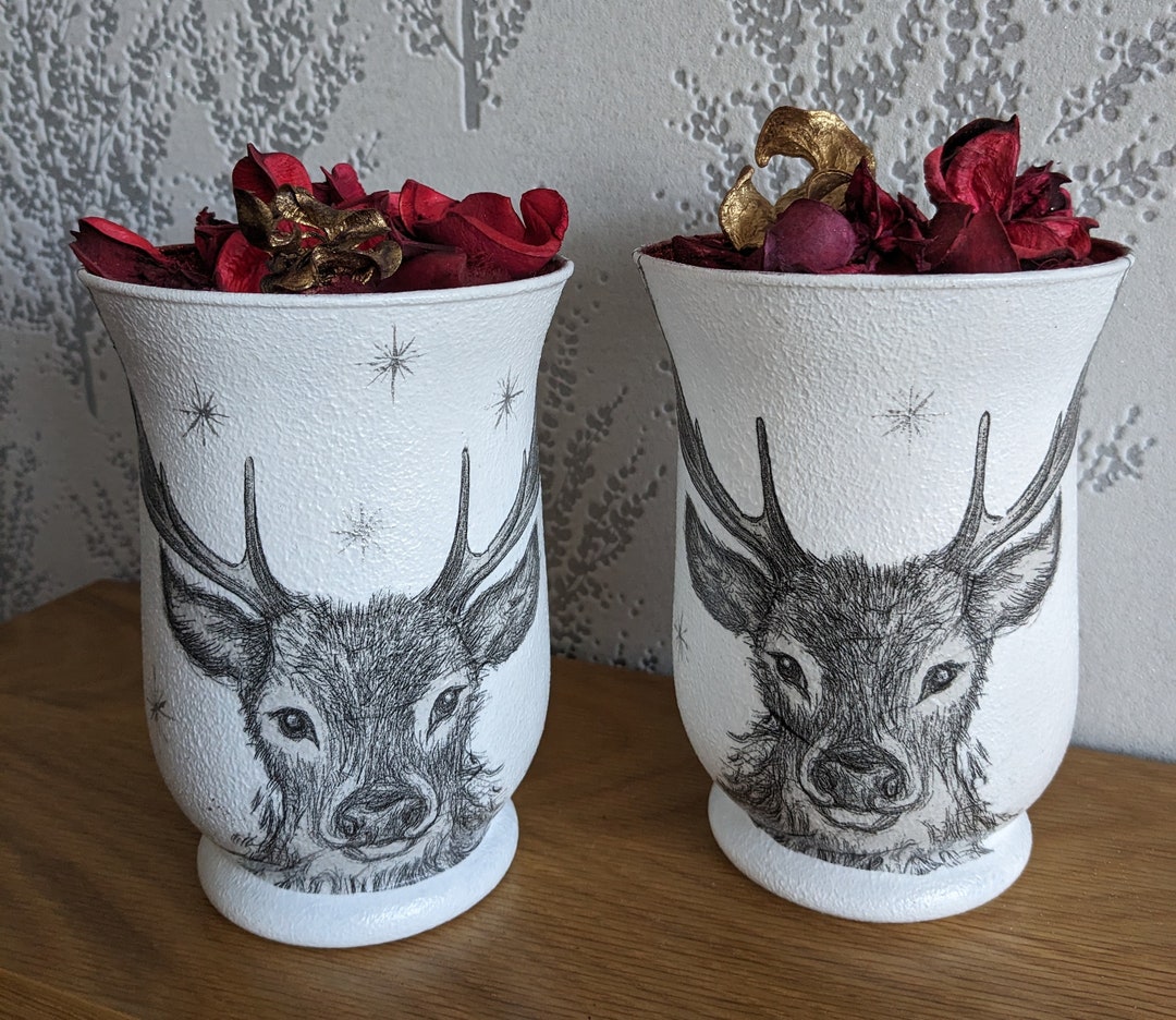 Decoupage Containers With Stag Design Etsy