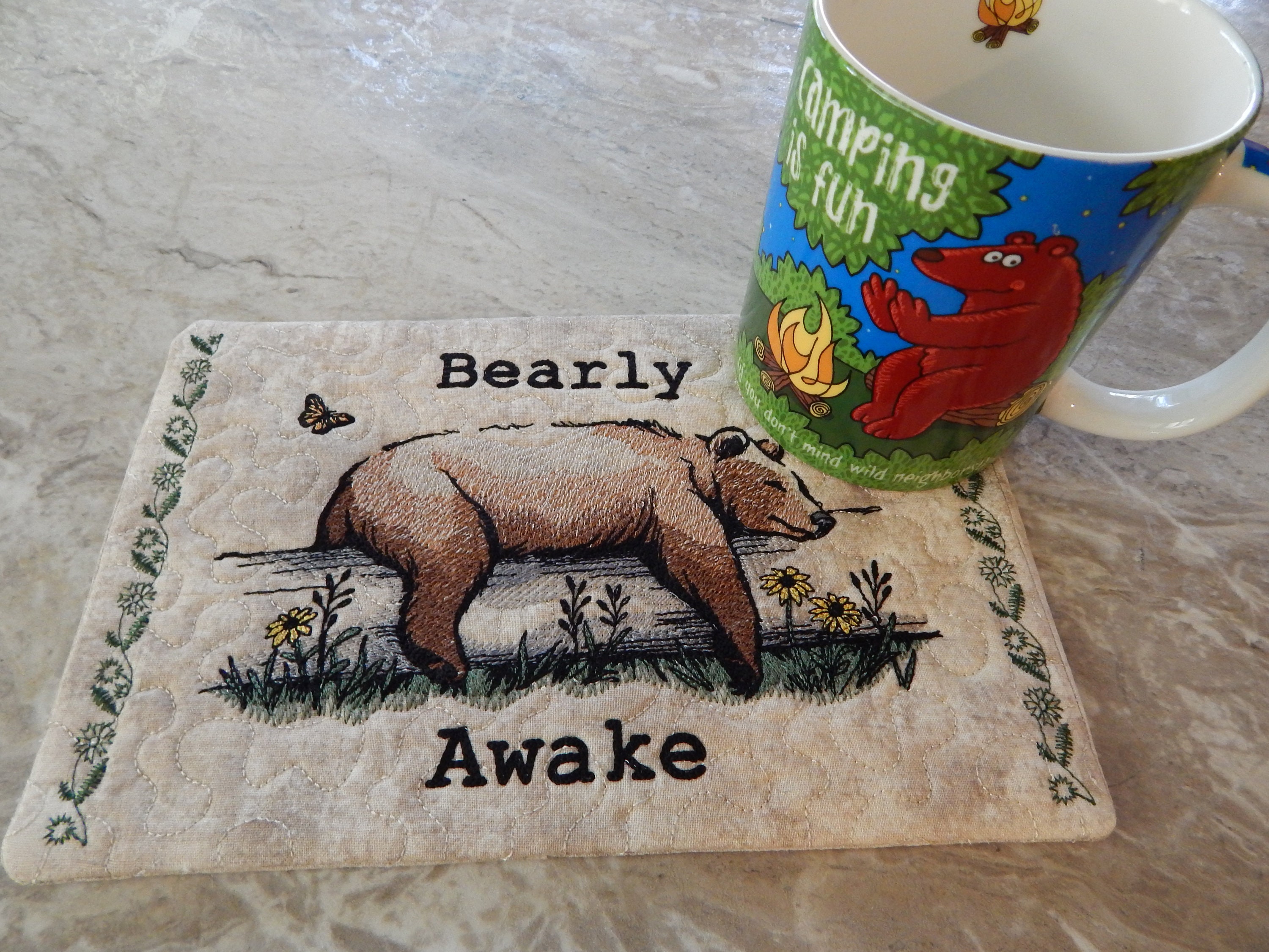Hatley Funny Ceramic Bear Coffee Mug Classic Bearly Awake