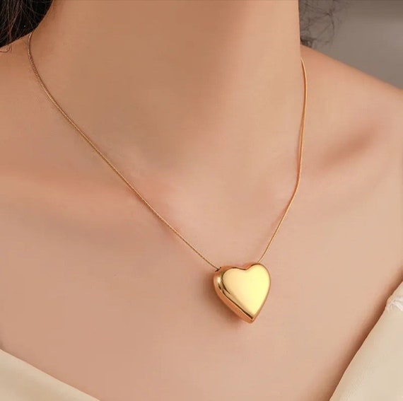 Heart Necklace, Minimalist Bracelet, Gold Plated Set, Gifts for Her, Gifts for Anniversary for Her, Minimalist Necklace, Vintage Necklace