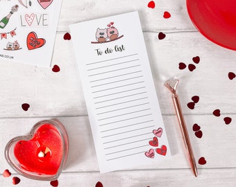 Valentines day To Do list notepad, notepad love