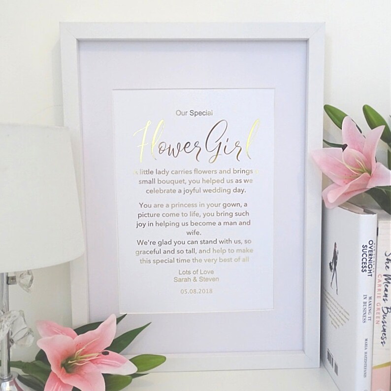 Custom Foil Picture Special Flower Girl poem Gift For Etsy